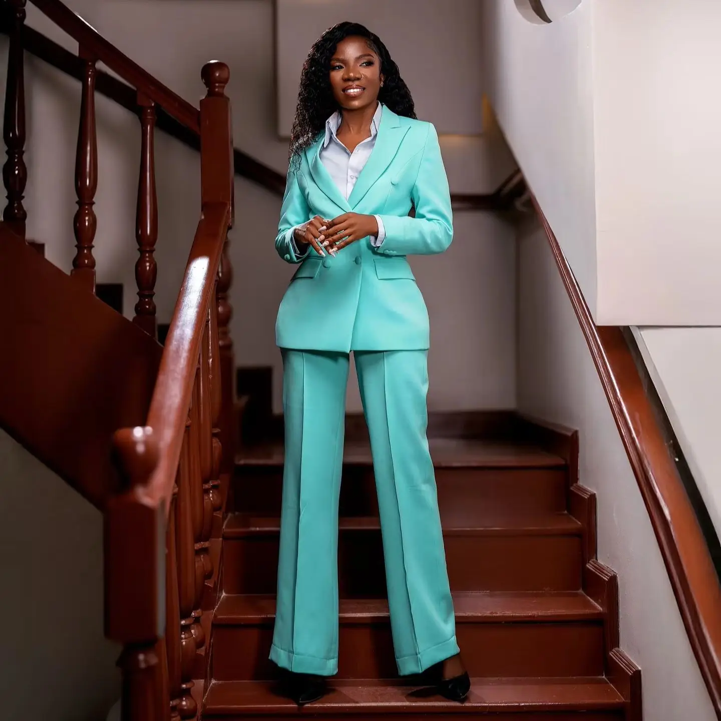 Elegant Women's Evening Dresses Suit Gowns Peaked Lapel Double Breasted Jacket Pants For Female Satin 2 Pieces Suit Customized