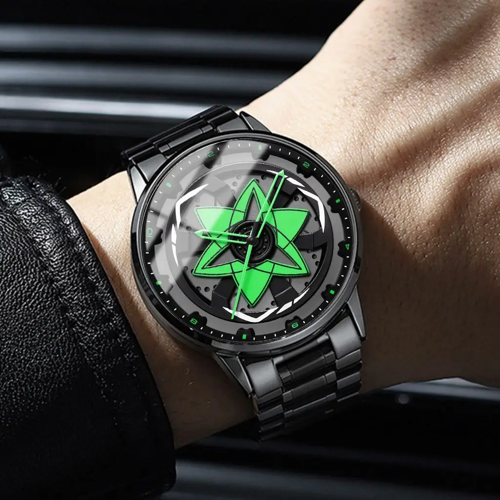 New Men's Creative Rotating Wheel Watch 3D Skeleton Hollow Design Quartz Watch Waterproof Unique Wristwatch Relogio Masculino