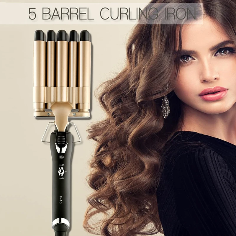 Quick Heating Ceramic 2 Temperature Controlled Curling iron Portable PTC heating 5 buckets of wave curling iron