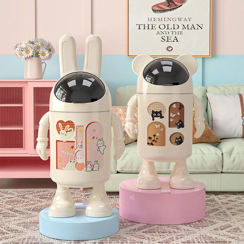 *Re Trash Can High Value Home Toilet Kitchen Living Room Bathroom Bedroom Cute Creative Cartoon Large Capacity Wastebasket~