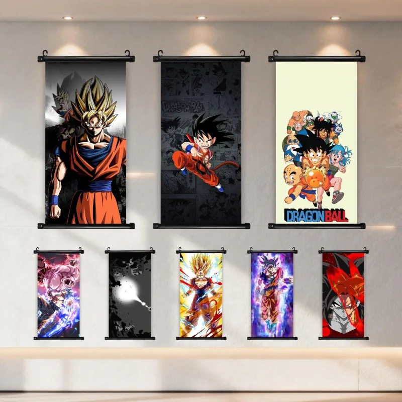 Dragon Ball Super Saiyan Son Goku Vegeta Scroll Hanging Painting Living Room Background Wall Decoration Gift Anime Collection view 6