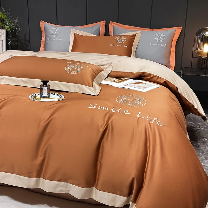 

Egyptian Cotton Embroidery Bedding Set,Quilt/Duvet Cover,Fitted Bed Sheet, Pillowcases, Mattress Cover, Queen, King, Solid Color