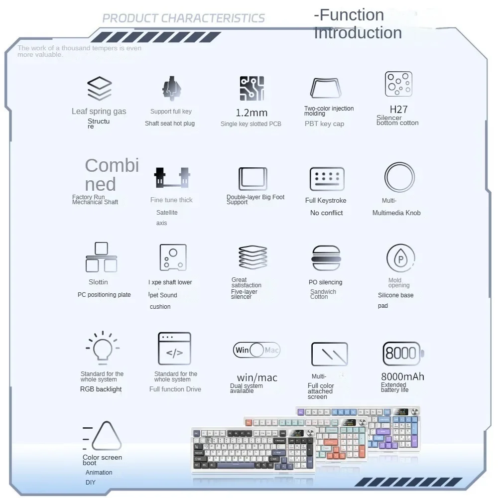 Y95 Aangepaste Draadloze Bluetooth Tri-Mode Mechanische Toetsenbord Bedraad 95 Toetsen Knop Hifi Layout Rgb Pakking Met Levendige