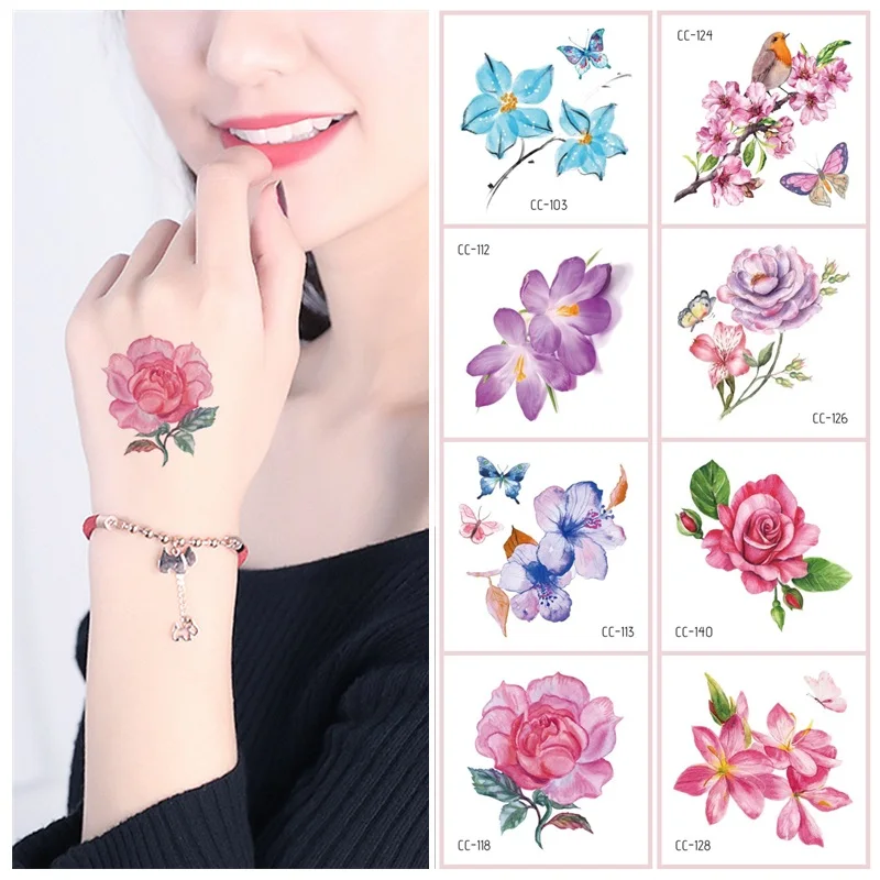 

20Pcs/Set Flowers No Repeat Waterproof Temporary Tattoo Stickers Body Art Disposable Butterfly tatouage temporaire