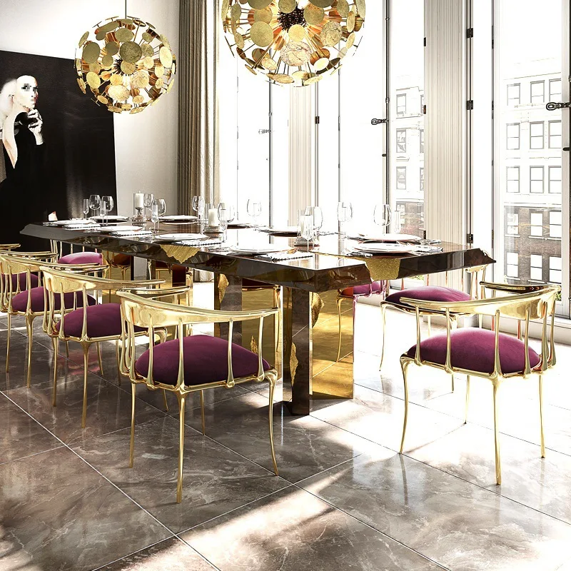 pure copper dining chair, villa back chair, model room hotel single leisure chair