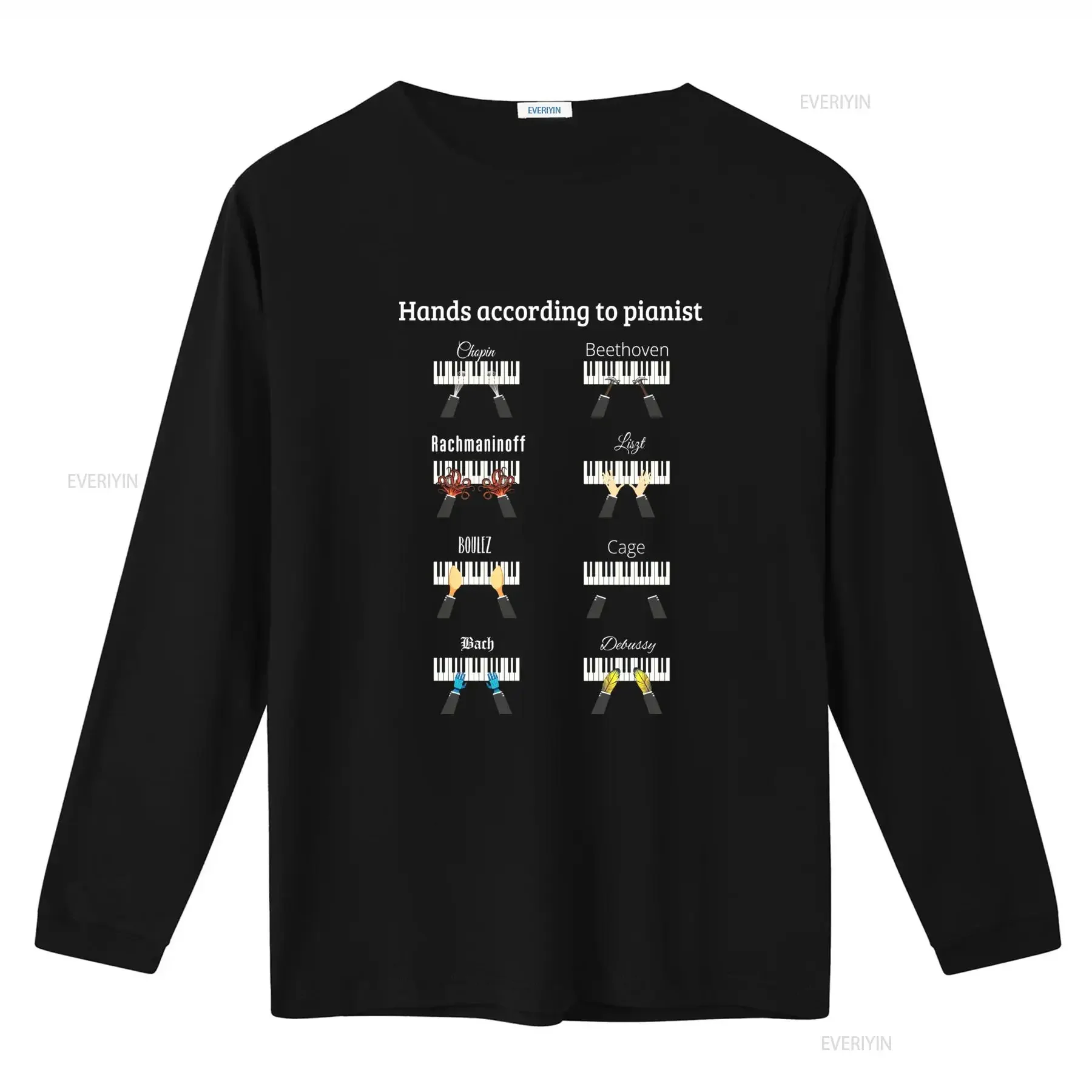 Hands According to Pianists T Shirt Chopin Bach Beethoven Piano Player Lover's Music Instrument vintage Washed graphic