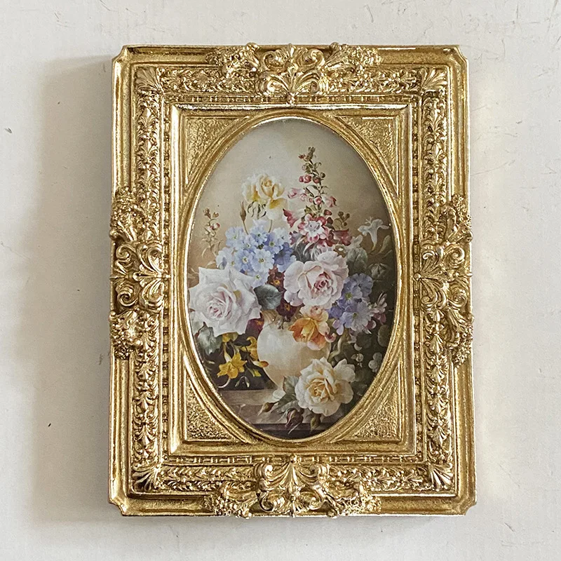 

Mutihome French Countryside Picture Frame Carved Gold Room Decoration Background Wall Hanging Wall Resin Photo Frame