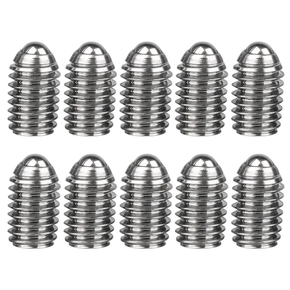 10pcs Practical M12*25 Spring Ball Plunger Screw 304 Stainless Steel Ball Point Set Screw Bead Screw Mechanical Assembly