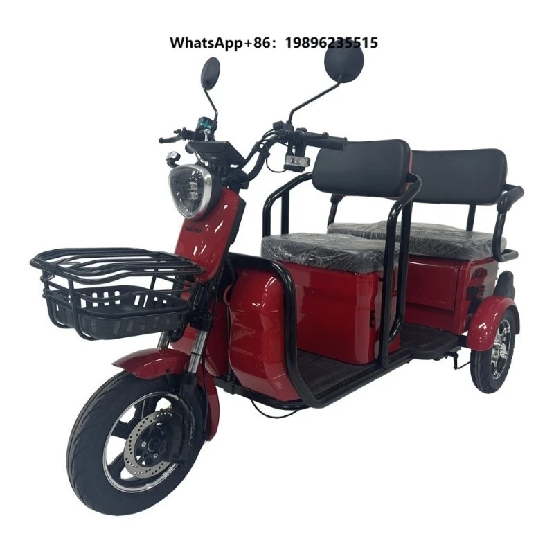 2026 Warehouse E-BUS New Electric 1000W 72V 20AH Two-Seater Disc Brake Electric Tricycle