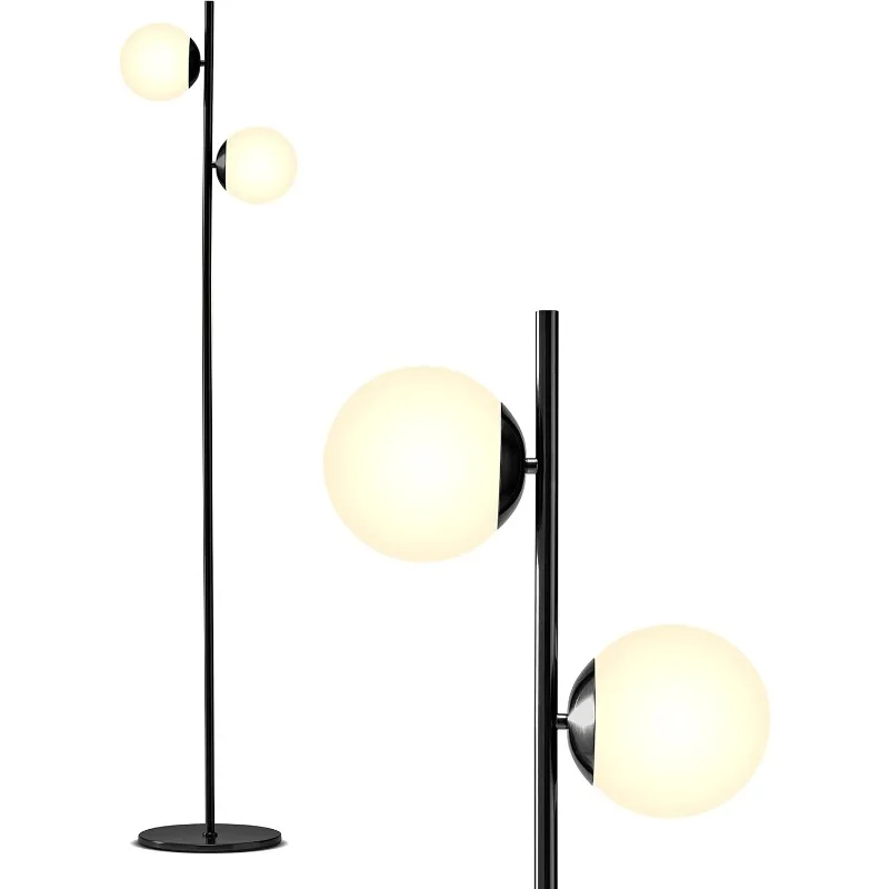 

Sphere Floor Lamp for Living Room, Mid-Century Modern 2 Globe Pole Light for Bedroom, Bright LED Standing Lamps for Offices