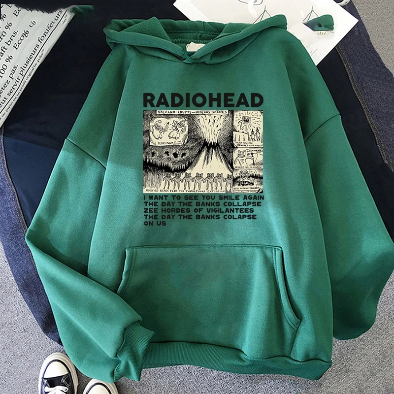 Vintage Radiohead Printed Hoodie Men\'s Street Casual Hoodie Fashion Personality Women\'s Long Sleeve Tops Unisex Men\'s Clothing