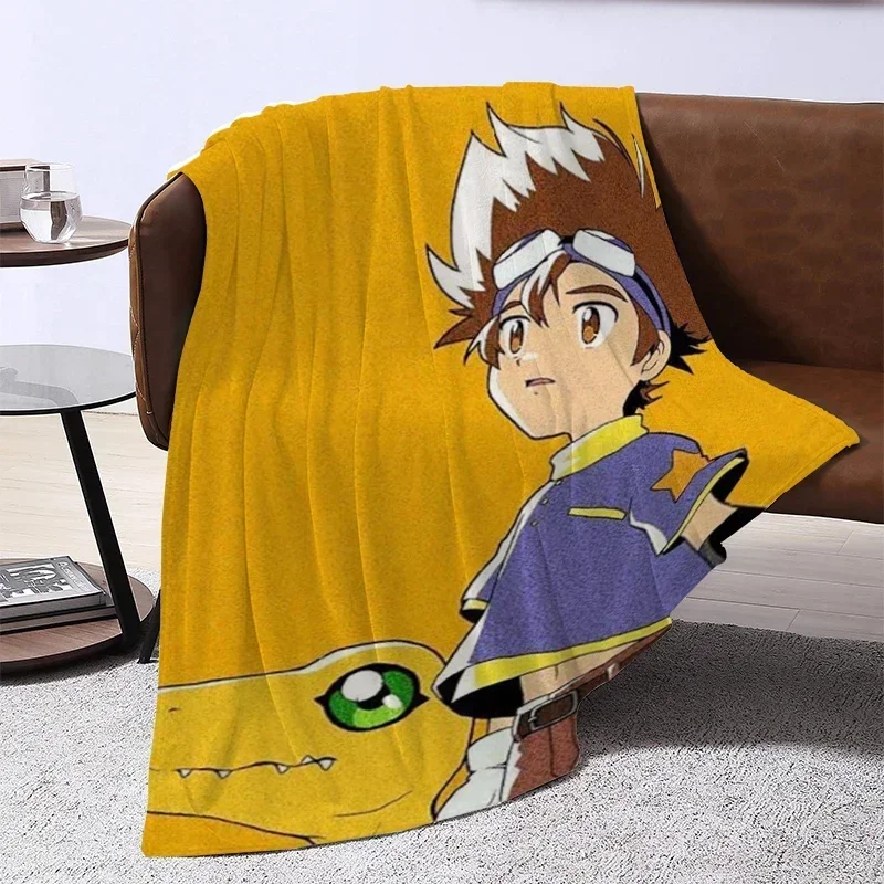 Anime Digimon Furry 3D Printing Nap Blanket Sofa Winter Fluffy Soft Baby Blankets Anti-clumping Anti Tearing Machine Washable