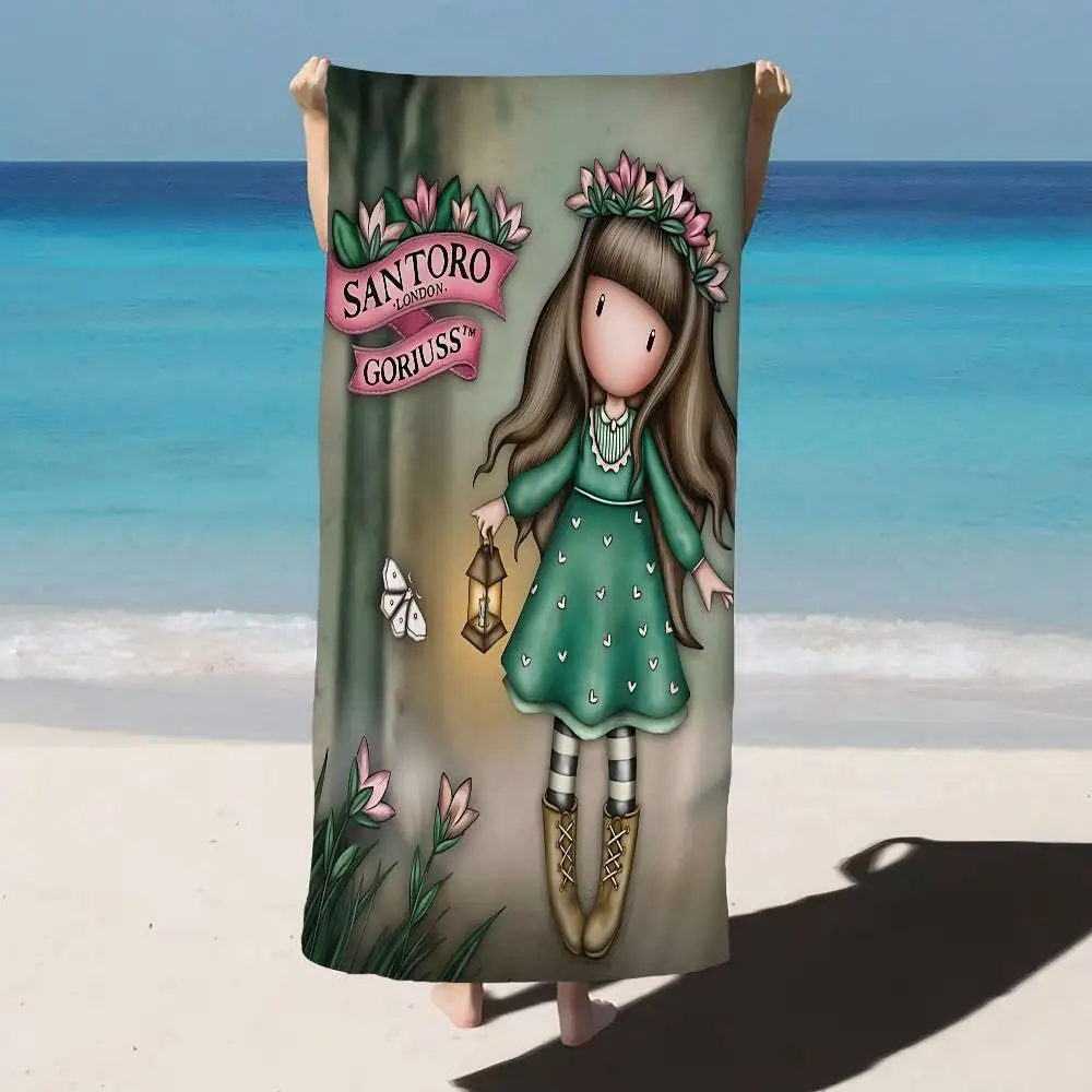 Cute Gorjusses Cartoon S-Santoro Anime Beach Swimming Towel Soft Absorbent Washcloth Gifts for Kids Travel Camping Gym