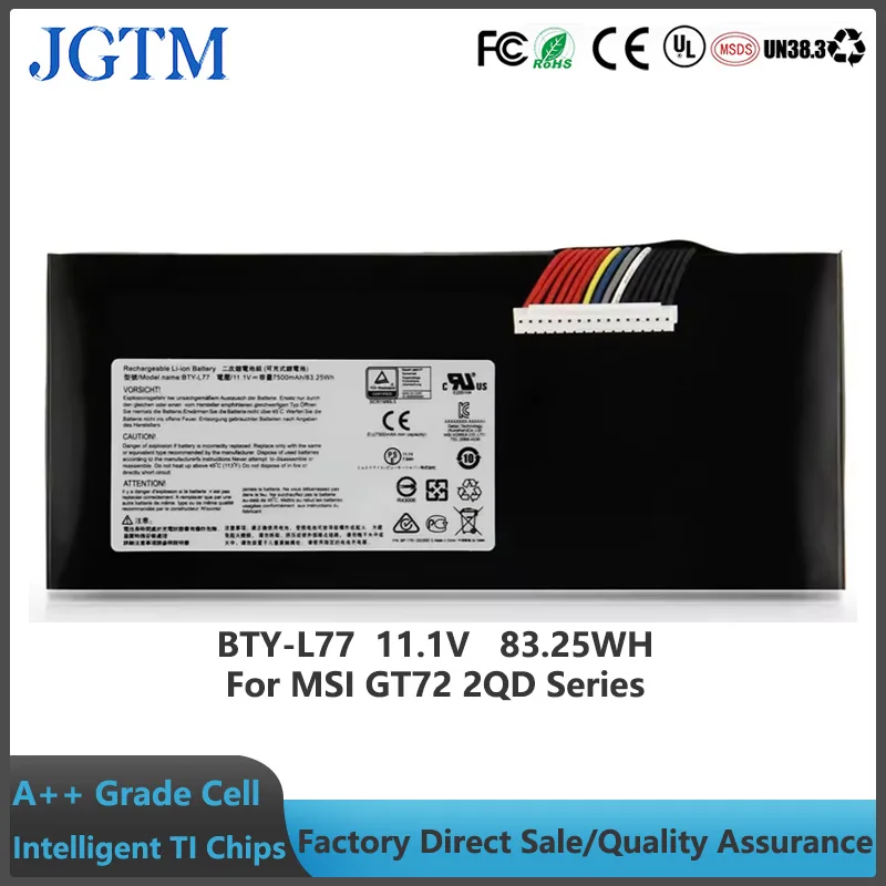 JGTM 11.1V 83.25W h BTY-L77 Laptop Battery For MSI GT72 2QD 2QE 2PE 6QE GT72S 6QF 6QD GT72VR 6RD GT80 2QE 2QD 2QC GT80S 6QE