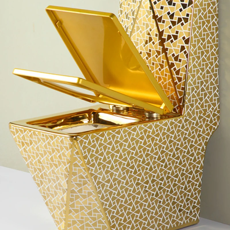 

Diamond Square Electroplating Color Luxury Gold Household Toilet Toilet Creative Modern Toilet