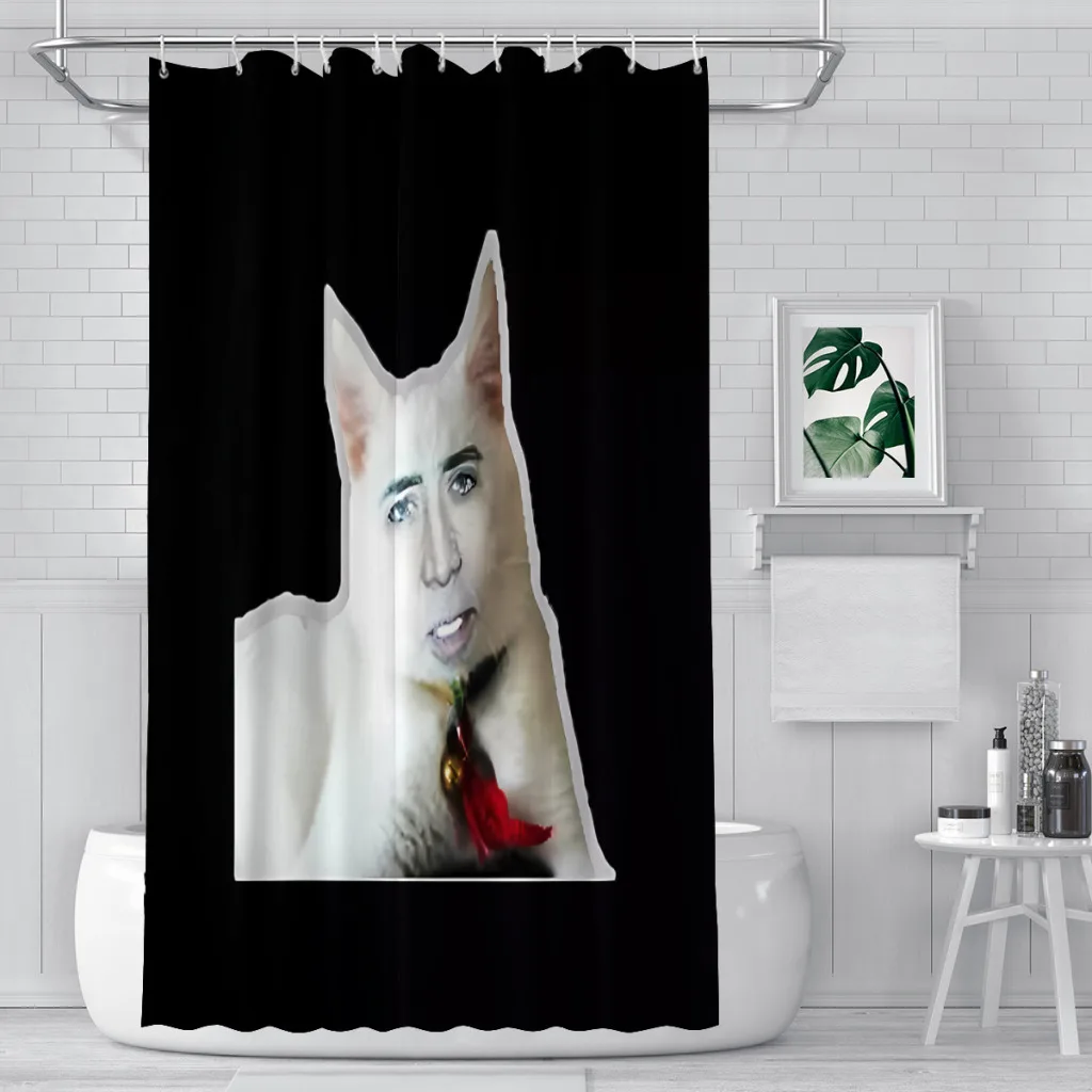 

Nicolas Cage as Cat - Nicholas Unique decor Modern Fabric Bathroom Shower Curtains art design Print Curtain