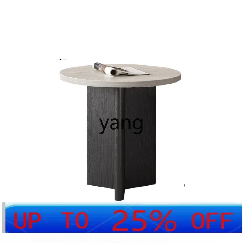 LH solid wood minimalist rock slab coffee table modern simple small apartment living room small round coffee table combination