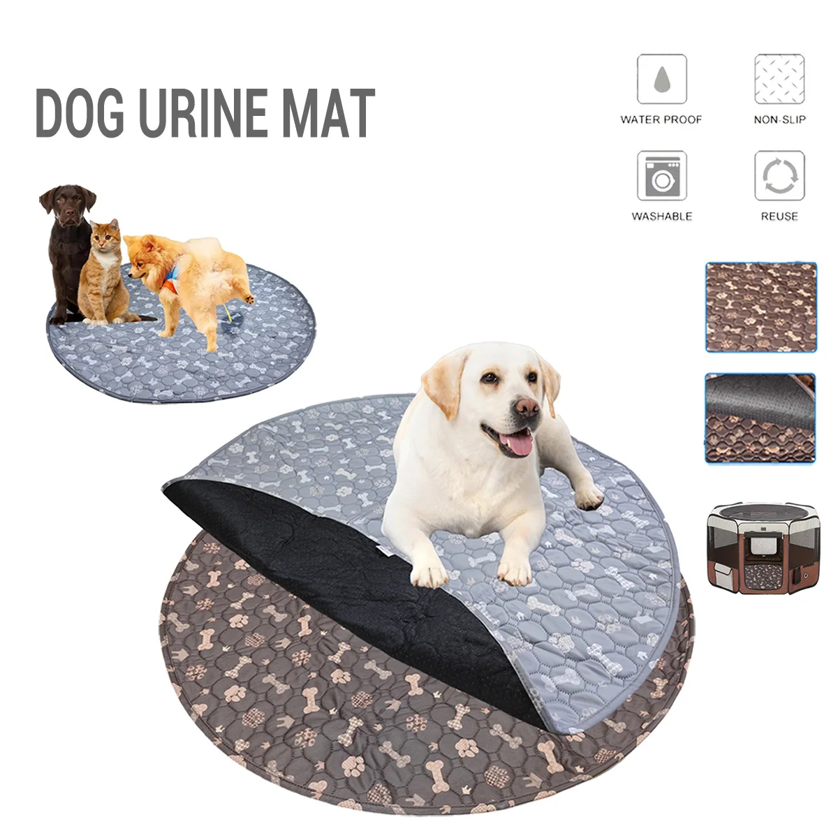 Couverture lavable pour animal de compagnie, coussin d'urine pour chien, polymère pipi réutilisable, motif de dessin animé, tapis d'entraînement pour chiot, lit de couchage, housse de siège de voiture Jos