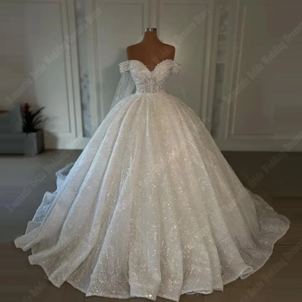 Vestidos De novia exquisitos De princesa para mujer, De línea a Vestidos De novia, longitud De trapeado, Vestidos De banquete De compromiso, 2024