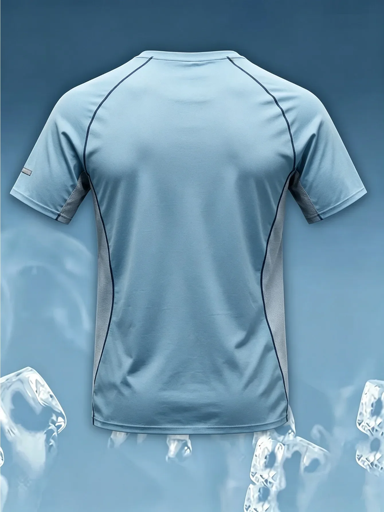 Neues Herren-Sport-T-Shirt mit 3D-Grafikdruck, kühlendem Effekt, schnelltrocknend, atmungsaktiv, kurzärmelig, ideal zum Laufen, Badminton und Training. – Detail 6