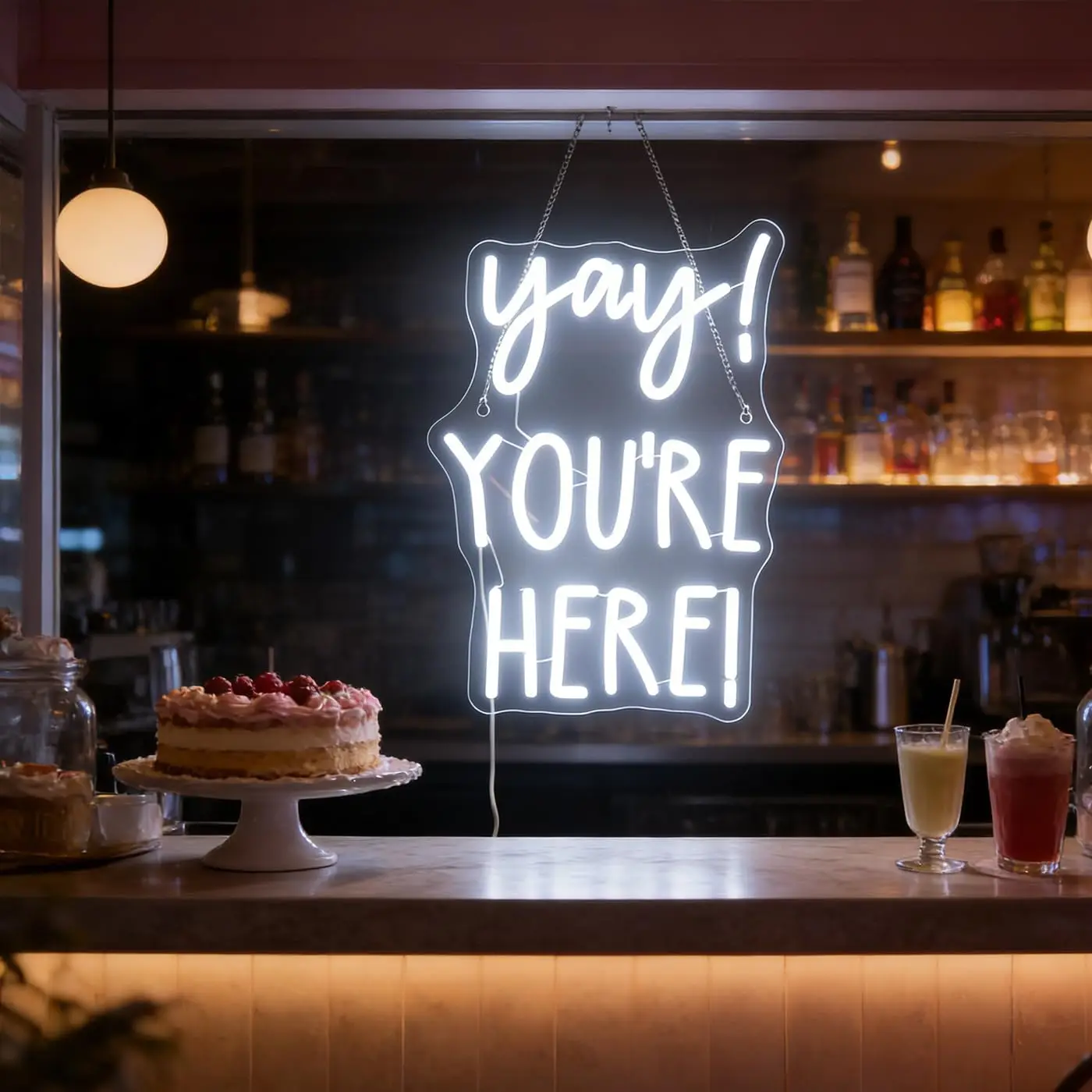 Yay You're Here LED Neon Sign USB Neon Light Wall Art Lamp for Bedroom Salon Bar Cafe Welcome Party Home Aesthetic Decor Gift