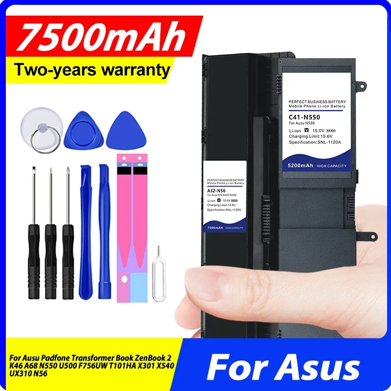 A32-N56 A41-K56 B31N1535 Battery For Ausu Padfone Transformer Book ZenBook 2 K46 A68 N550 U500 F756UW T101HA X301 X540 UX310 N56