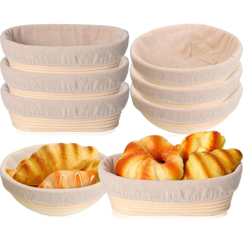 

Овальные корзины для расстойки хлеба из ротанга (10 дюймов) и круглые корзины (9 дюймов) с вкладышами и скребком для выпечки хлеба на закваске