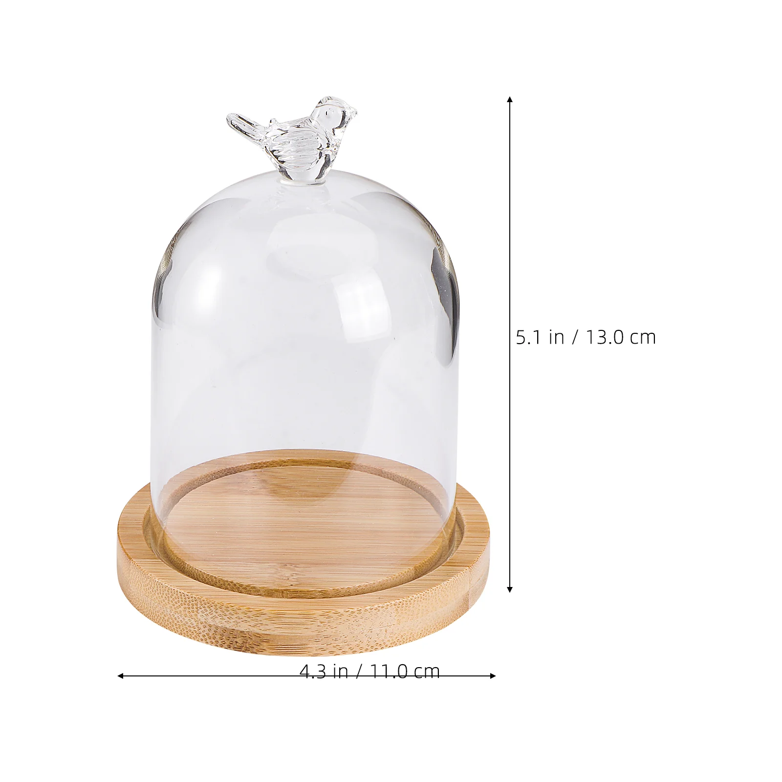 Dried Flower Display Glass Cover Preserved Flower Glass Cover DIY Transparent Glass Cover Loving Heart Glass Dome with Wood Base