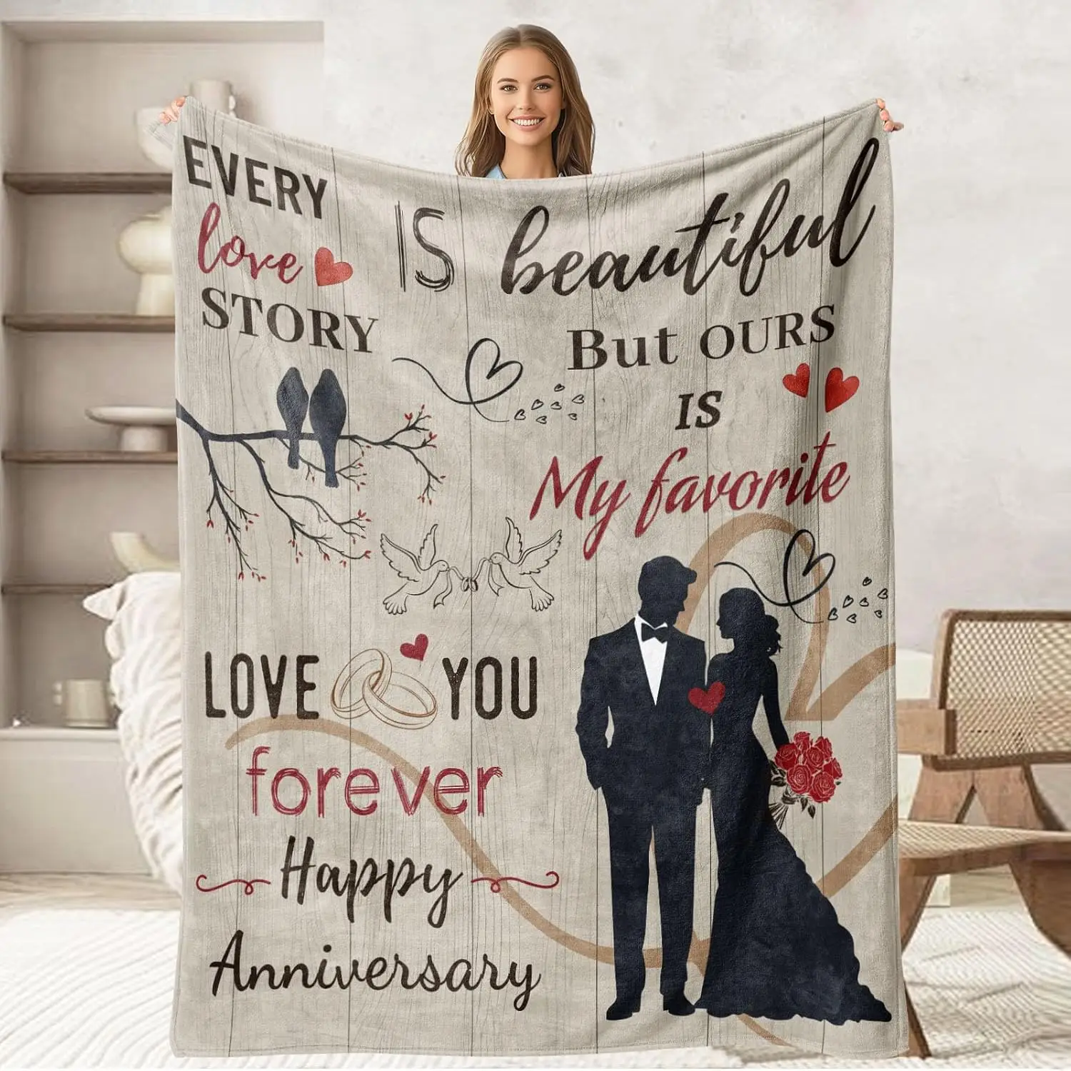 Presents for Both Genders, a Wedding Anniversary Throw for Couples, Romantic Birthday Gifts for Partners, And Cheerful Anniversa