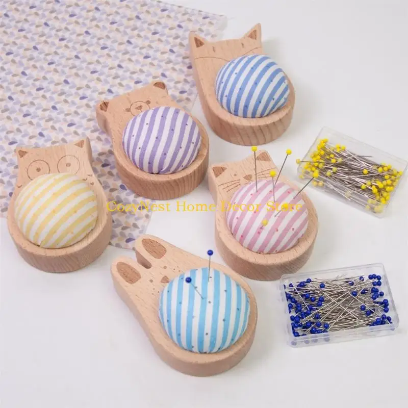 

92MF держатель для булавок, деревянная подушечка для булавок с 100 шт., 38 мм, длинная прямая швейная булавка для шитья ткани,