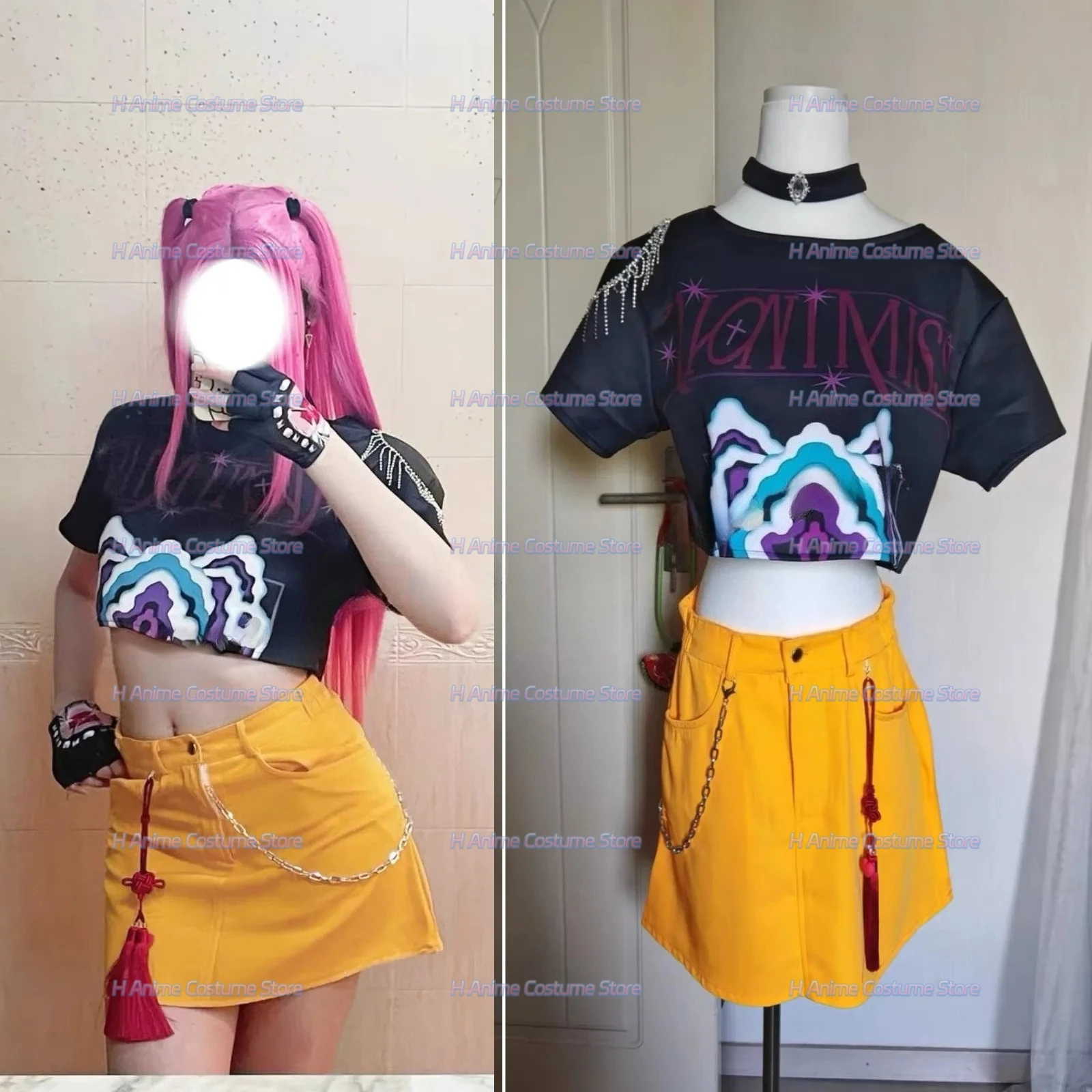 

Anime KPop Demon Hunters Mira Cosplay Costume Red Wig Huntrix suit Halloween Party for Women Girls Carnival Gift New 2025