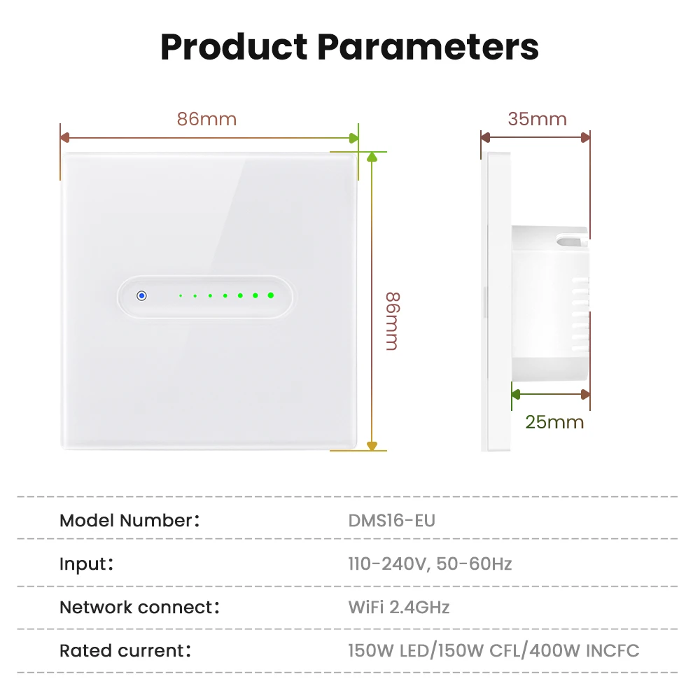AVATTO WiFi Smart Dimmer Switch,Groove design,Brightness Adjustable,Work with Alexa Google Home.