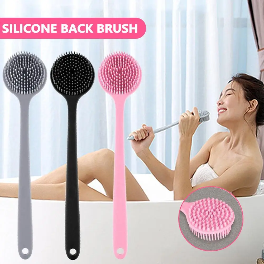 1pcs ซิลิโคนยาวแปรงอาบน้ํา Body Shower Scrubber แปรงอุปกรณ์เสริมมัลติฟังก์ชั่ Scrubbers กลับทําความสะอาดนวด U4W1