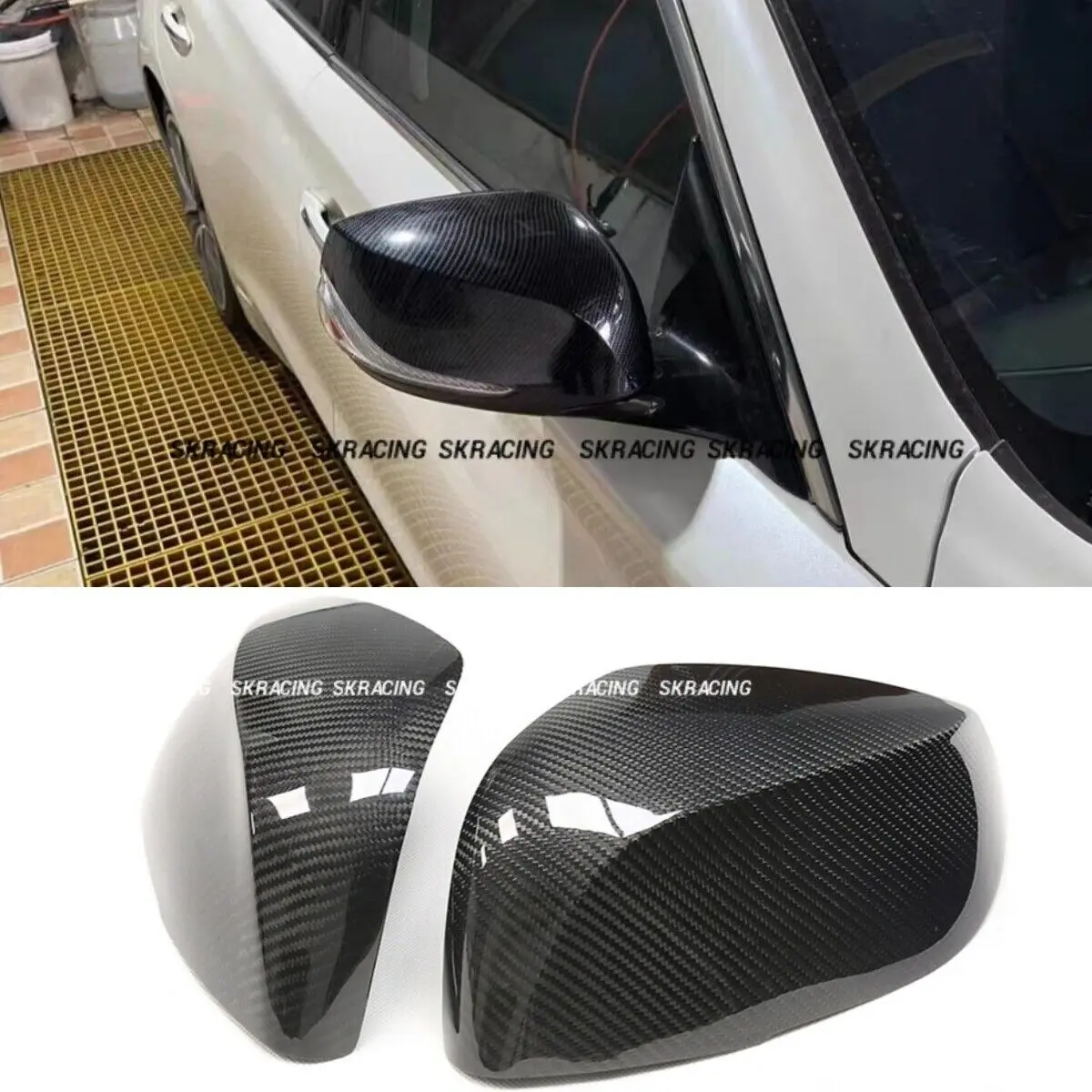 Real Dry Carbon Fiber Add-on Side Mirror Cover Cap For INFINITI QX50 QX60 2016-2023 Car Accessories Parts Body Kit