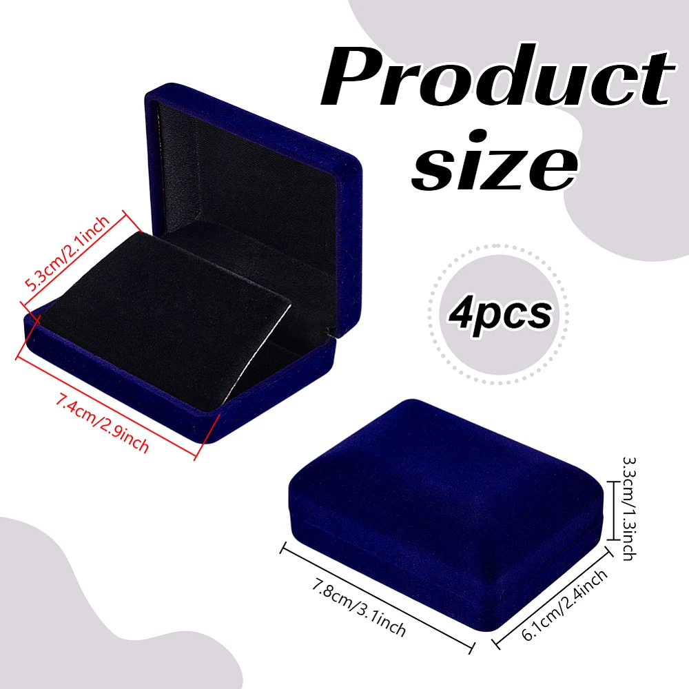 4pcs Velvet Brooch Display Box Blue Badge Presentation Display Box Jewelry Lapel Pin Gift Box Badge Storage Display Case