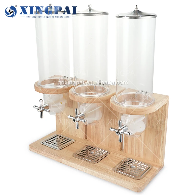 XINGPAI оптовая продажа с фабрики тройной головкой диспенсер для хлопьев современный высококачественный контейнер для дозатора зерна дуба