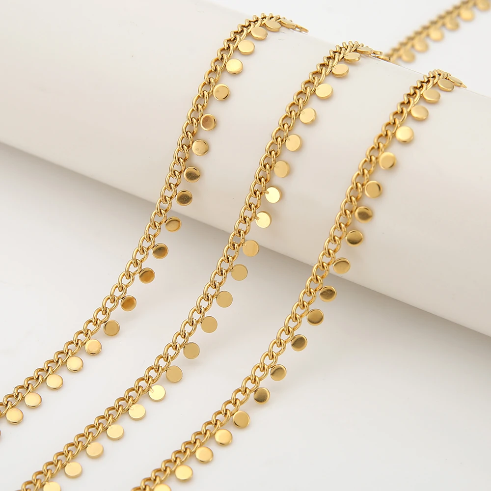 1 Meter PVD Gold Stainless Steel Flat Snake Chains for DIY Jewelry Boho Pendant Necklaces Bracelets Earrings Findings Supplies
