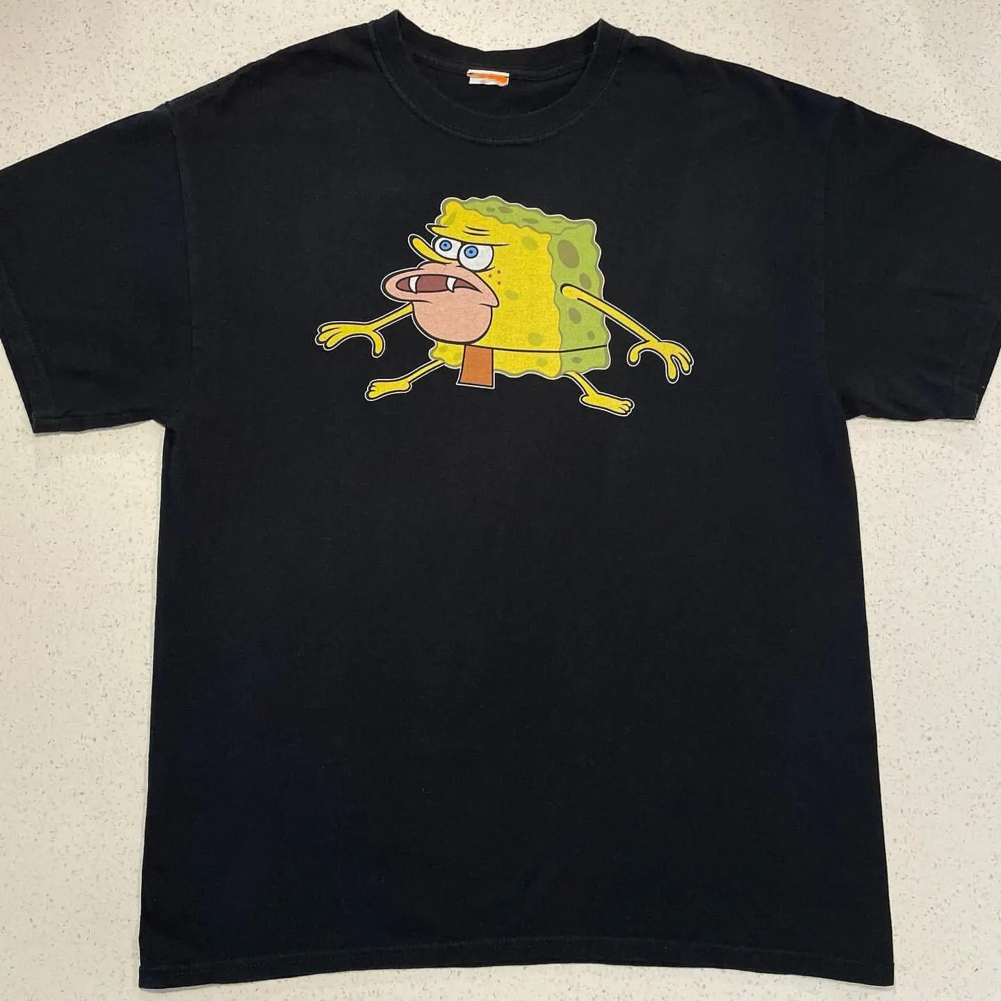 

Loose Short-sleeved Spoof SpongeBob SquarePants Trendy Brand Hip-hop Printed Funny T-shirt Pure Cotton Casual Vacation Unisex