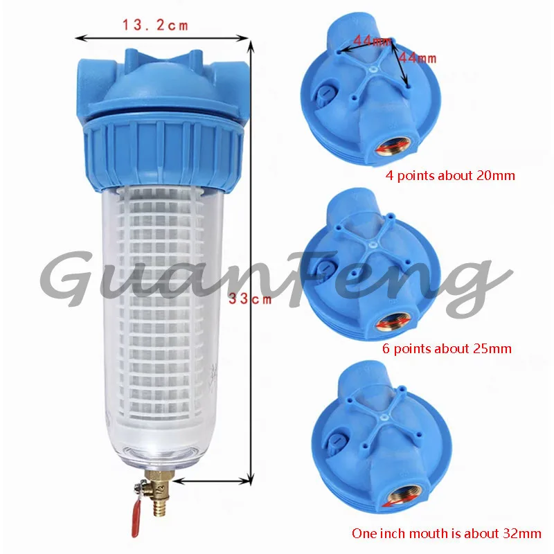 10 Inch Transparent Backwash Water Pre‑Filter, Farm Livestock Filter with Exhaust Valve