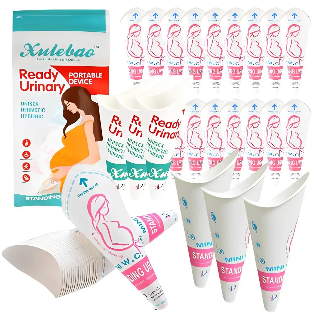 24pcs Pink/Green Paper Disposable Portable Standing Urinary Funnel For Pregnant Woman, Automobiles, Camping, Hiking YMY