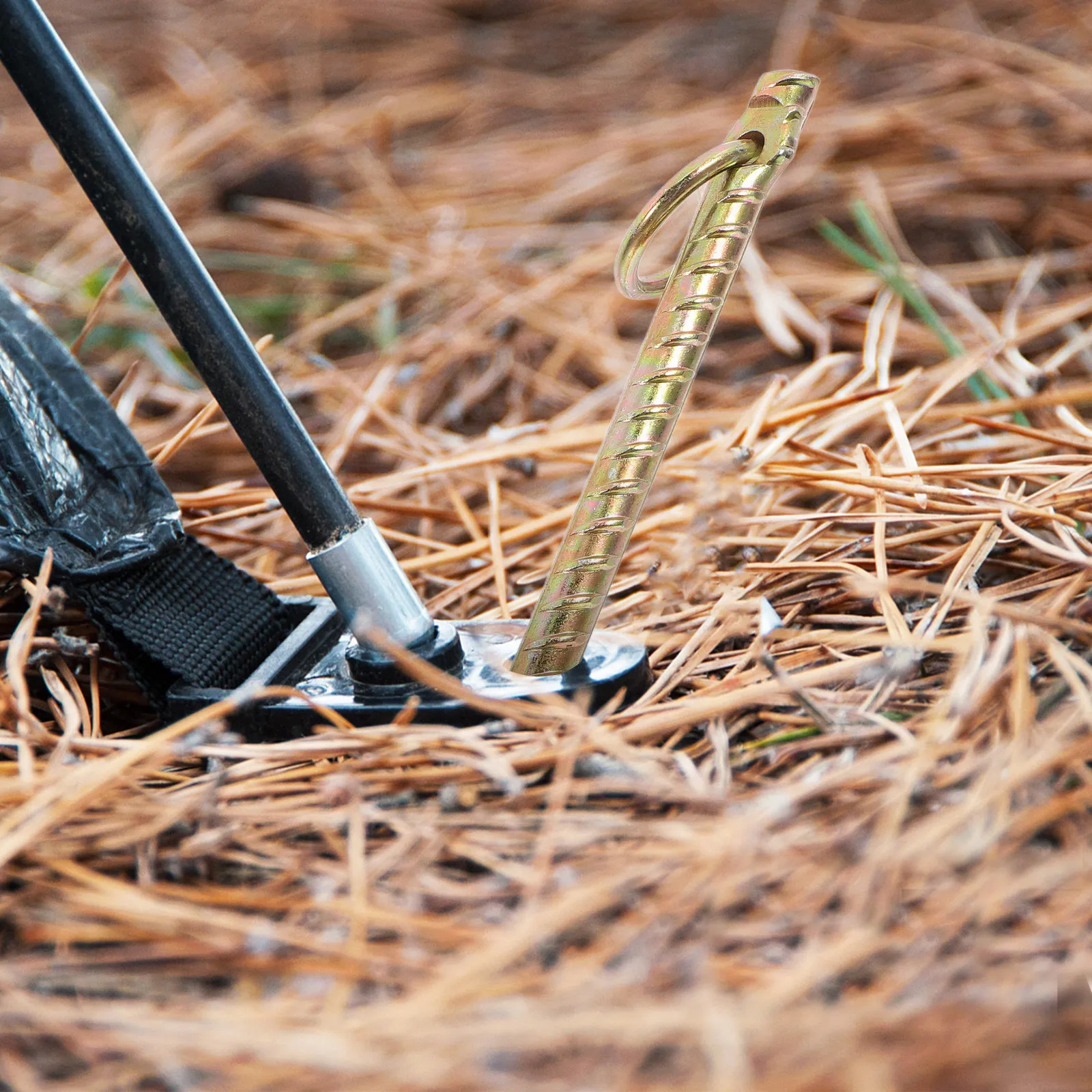 Livestock Tie Out Stake 325mm Iron Ground Anchor for Secure Animal Tethering Golden