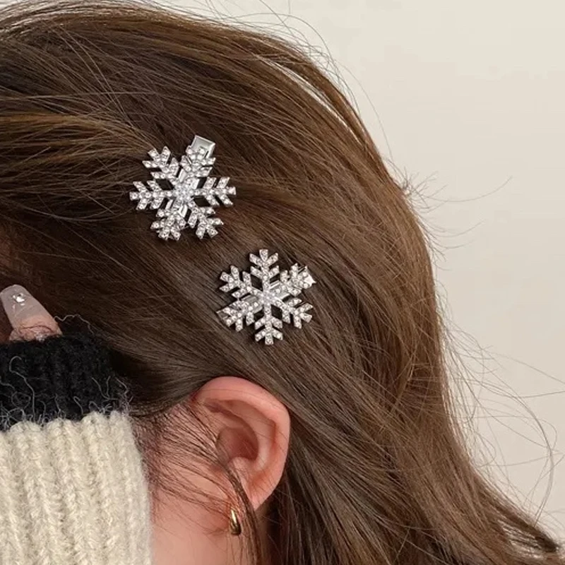 1/10pcs Multiple Styles Snowflake Hair Clip Fashion Autumn Winter Glitter Rhinestone Snow Hairpins Hair Accessories for Women