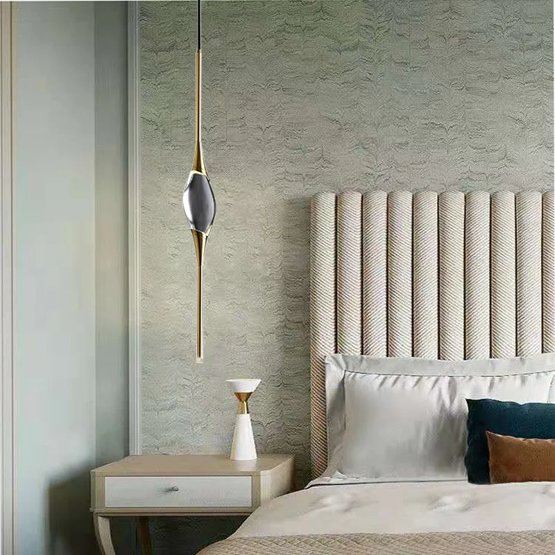 

ENGRAVED Art Water Droplet Light Luxury Simple Design Style Crystal Small Chandelier Bedroom Study Bedside Lamp