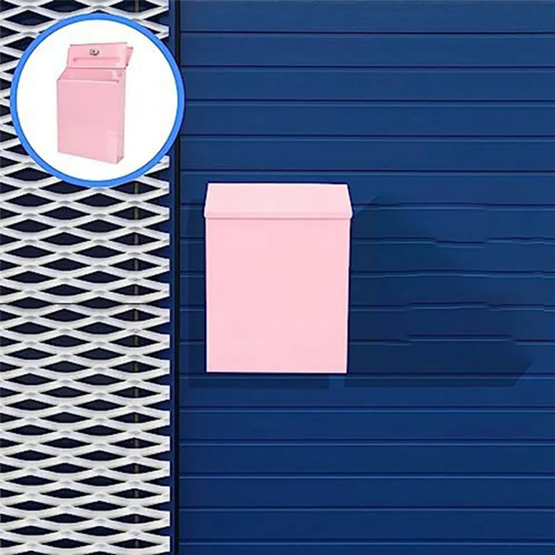 A24F-wandgemonteerde brievenbus Afsluitbare brievenbus Wandverzamelbox Boerderijbrievenbus + sleutel Geschikt voor thuiskantoor Roze