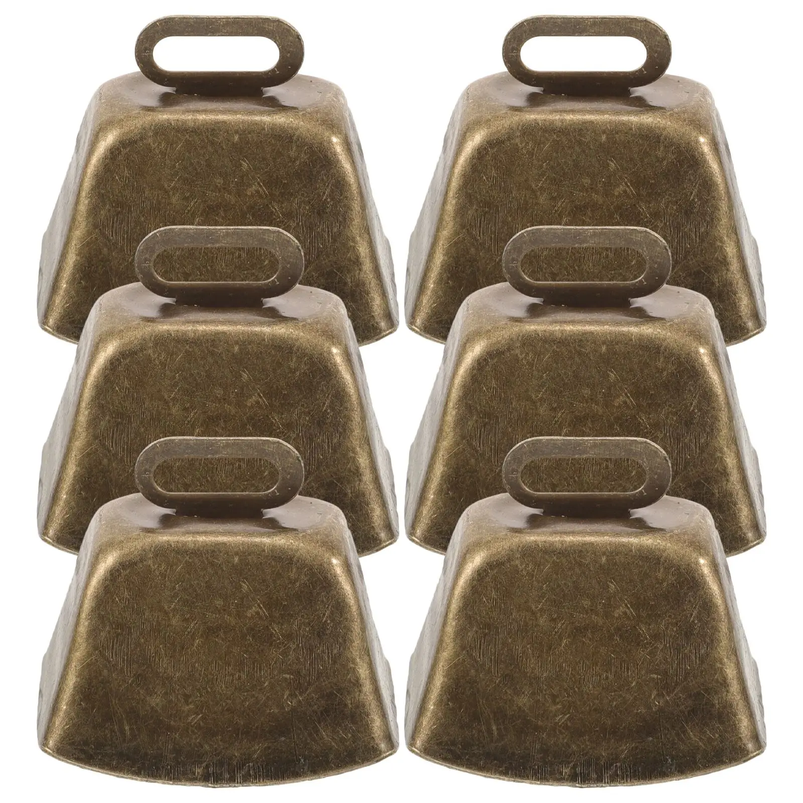 

6pcs Retro Sheep Horse Dog Bells Metal Copper Square Shaped Cattle Cow Vintage Hanging Pets Instrument