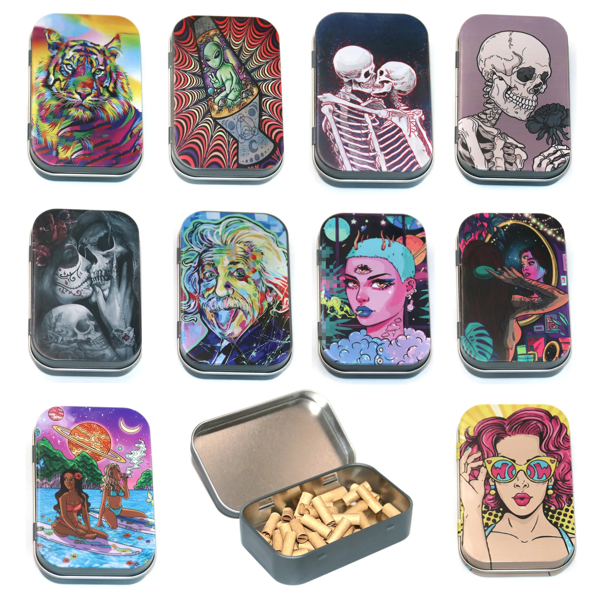 Caja de almacenamiento de cigarrillos de 9,5 cm, 20 piezas, caja de almacenamiento de cigarrillos de Metal, caja de papel para cigarrillos, joyería, dulces, monedas, llaves, accesorios para cigarrillos