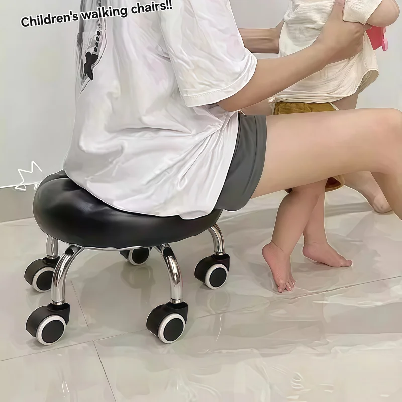 Бытовой многоцелевой табурет с вращающимся колесиками, сиденье для маникюра, педикюра, шитья и детский обучающий табурет для прогулок