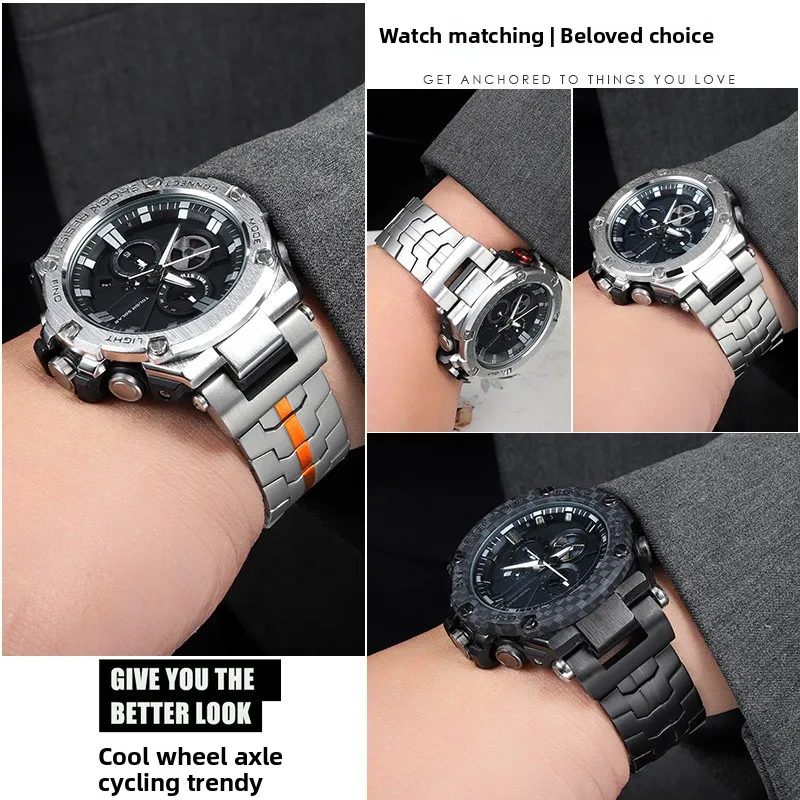 For Casio G-SHOCK GST Series GST-210/W120L/S130L/S310 GST-B100 W300/400G Men WatchBand Titanium alloy steel Modified watch strap view 3