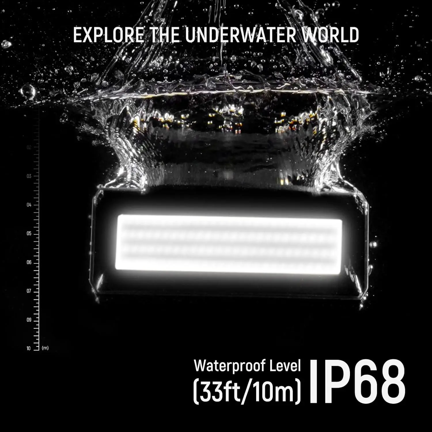 NEEWER WP12 Underwater Diving Light, 33ft/10m IP68 Waterproof LED Video Light with Ball Head, 1900mAh 5600K CRI97+ TLCI98+