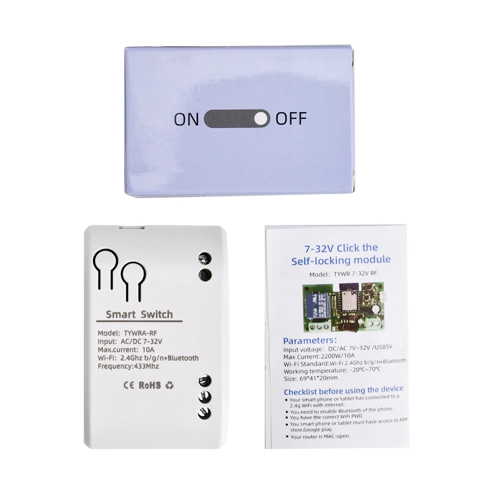 Tuya WiFi USB5V DC7-32V AC85-250V 12V 24V 220V 1 Channel Receiver 10A Relay For Smart 1ch Switch Module Wireless Control